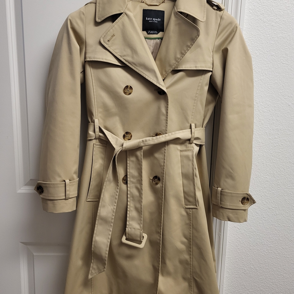 Kate Spade Beige Double-Breasted Trench Coat